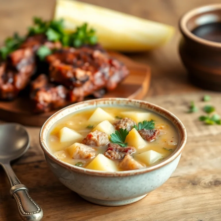 Zemiaková polievka s údeným mäsom a zeleninou