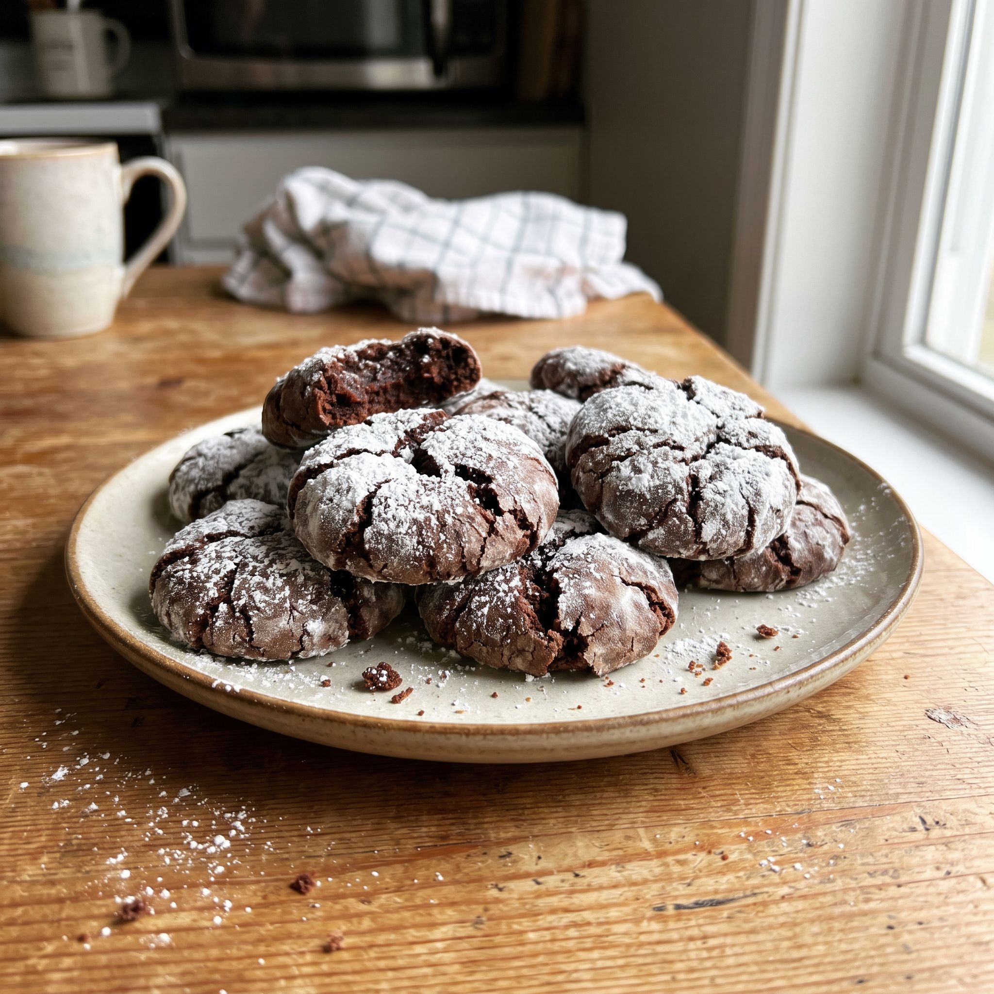 Popraskané čokoládové sušienky crinkles